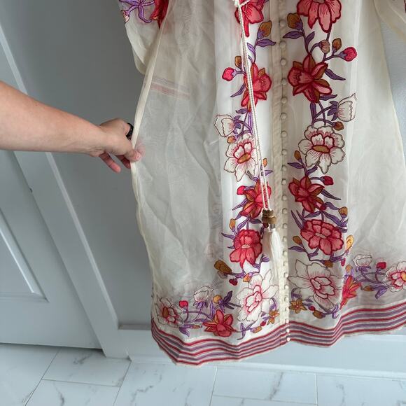 Karen Millen Petite Floral Embroidery Organdie Woven Midi Dress size 2 - Picture 5 of 9